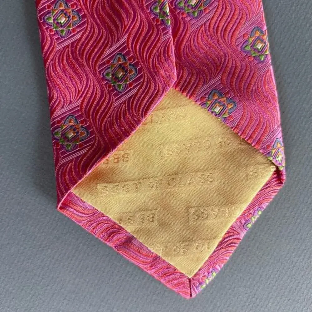 Robert Talbott Tie Silk Hand Sewn‎ Jacquard pink colorful diamond patterned - Picture 9 of 9